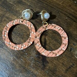 Elegant Gold and Tan Hoop Leather Earrings